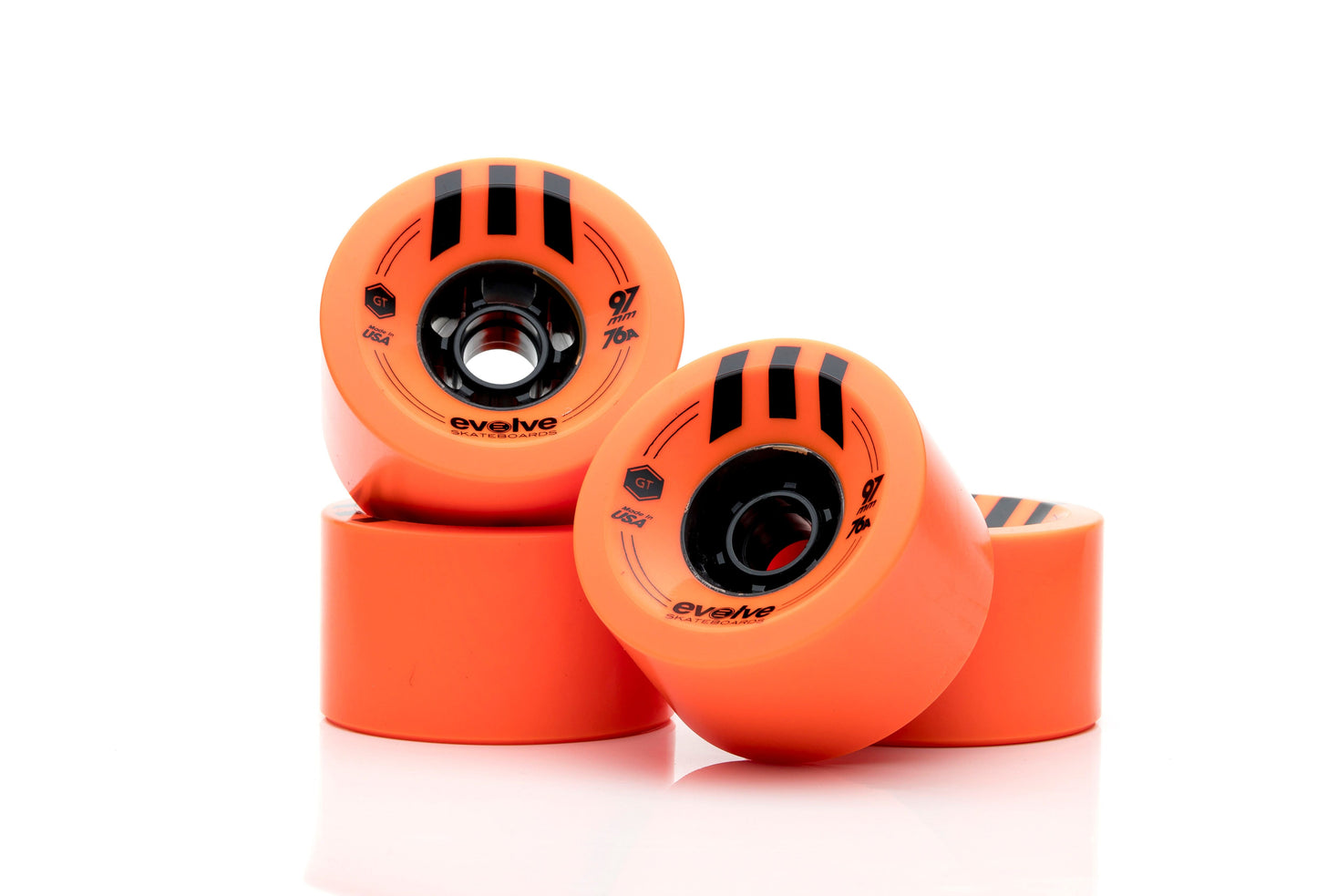 Kit de ruedas de calle - Evolve Skateboards - Evolve Skateboards EspañaKitEvolve Skateboards EspañaEvolve Skateboards EspañaCKEV9776BLKit de ruedas de calle - Evolve SkateboardsMotor 1500WRuedas Evolve 97mm Naranjas